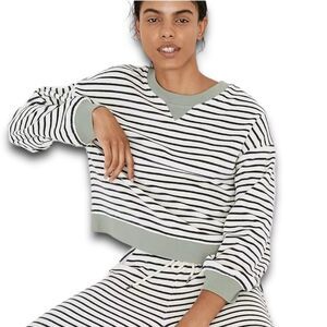 MWL Madewell Velour Crewneck Sweatshirt in Stripe size Large